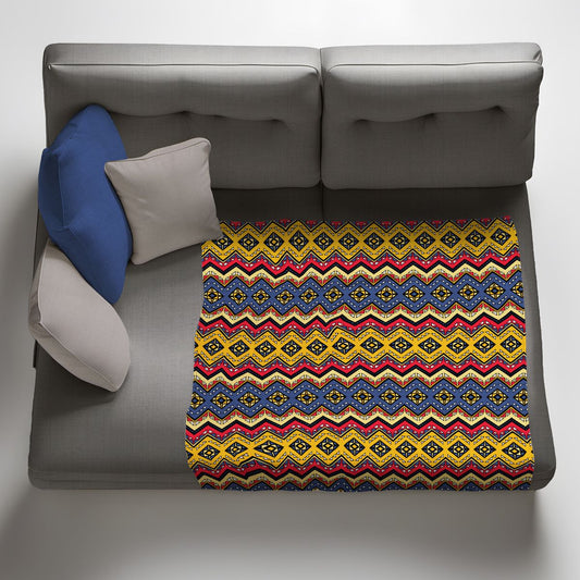 African Pattern Colourful Zig Zag Light Weight Fleece Blanket