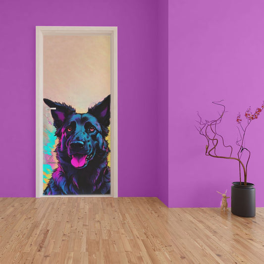 Decoupage - Neon Splash Dog By Nathan Pieterse Door