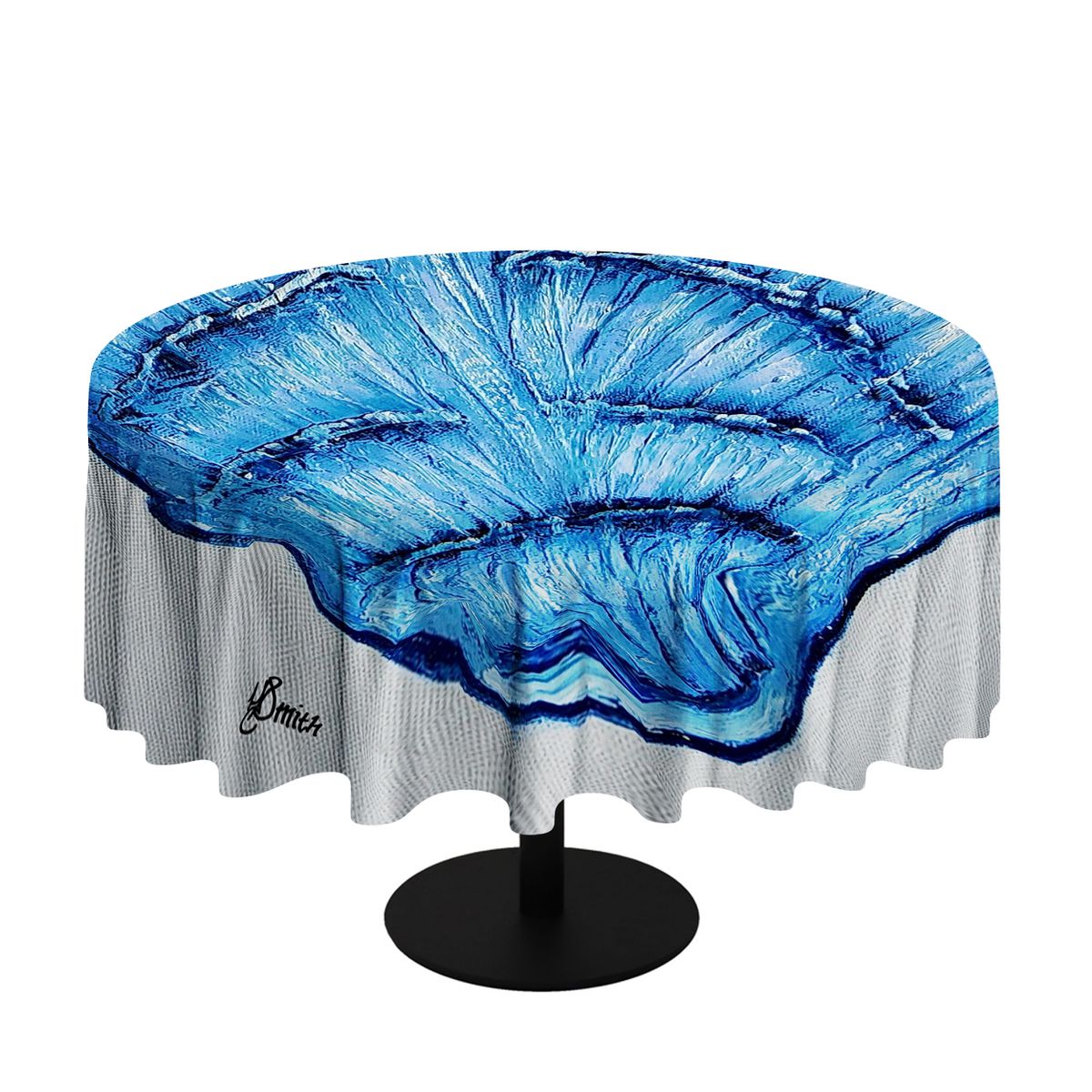 Blue Clamshell By Yolande Smith Round Tablecloth