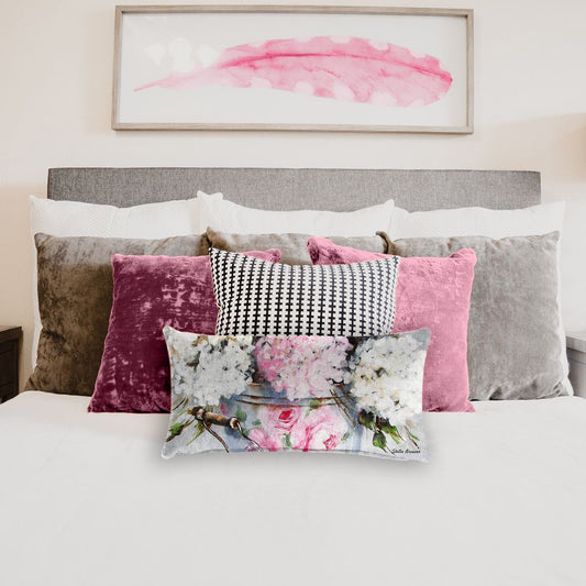 Pink Hydrangeas By Stella Bruwer Oblong Luxury Scatter