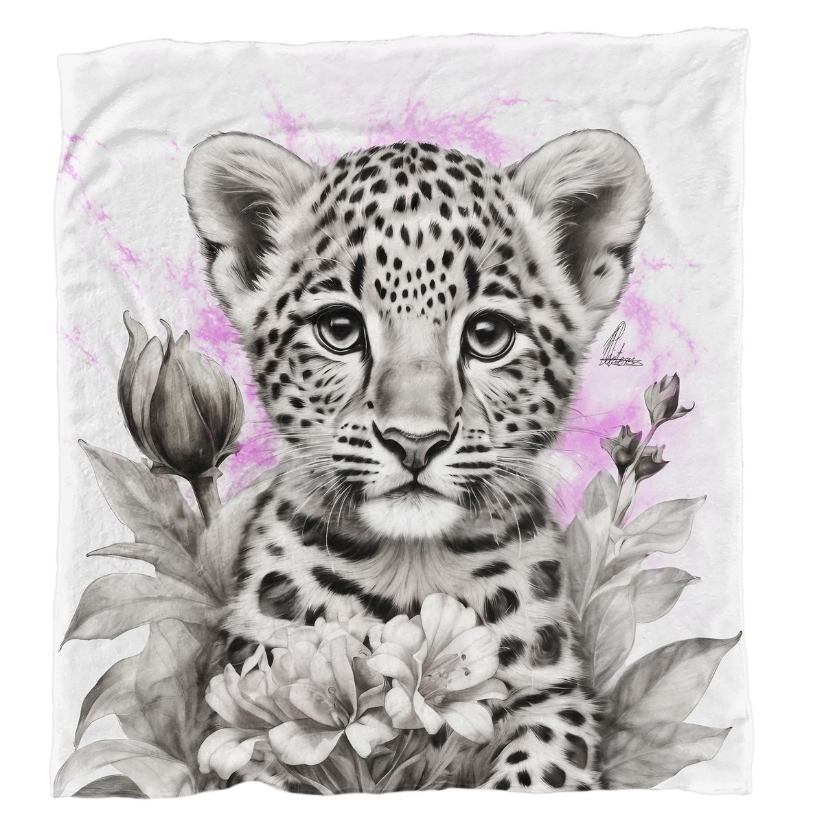 Pink Baby Leopard Light Weight Fleece Blanket By Nathan Pieterse