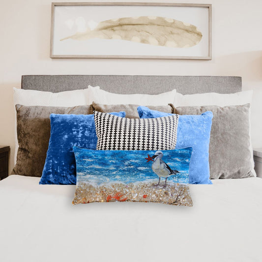 Bird and Beach By Yolande Smith Oblong Luxury Scatter