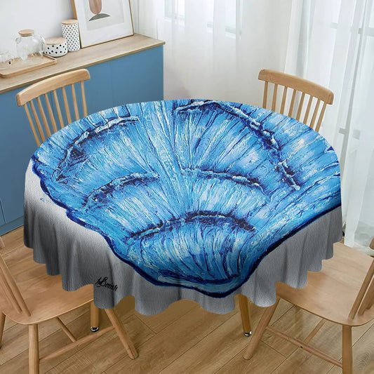 Blue Clamshell By Yolande Smith Round Tablecloth