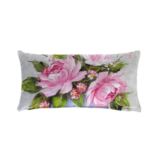 Pink Roses Cup By Stella Bruwer Oblong Luxury Scatter