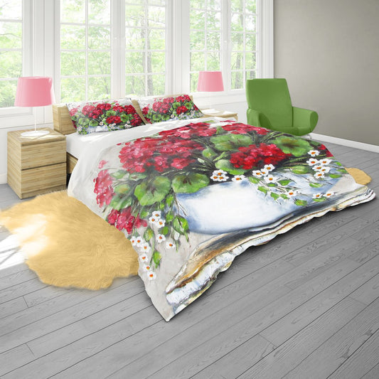 Geraniums By Stella Bruwer Duvet Cover Set