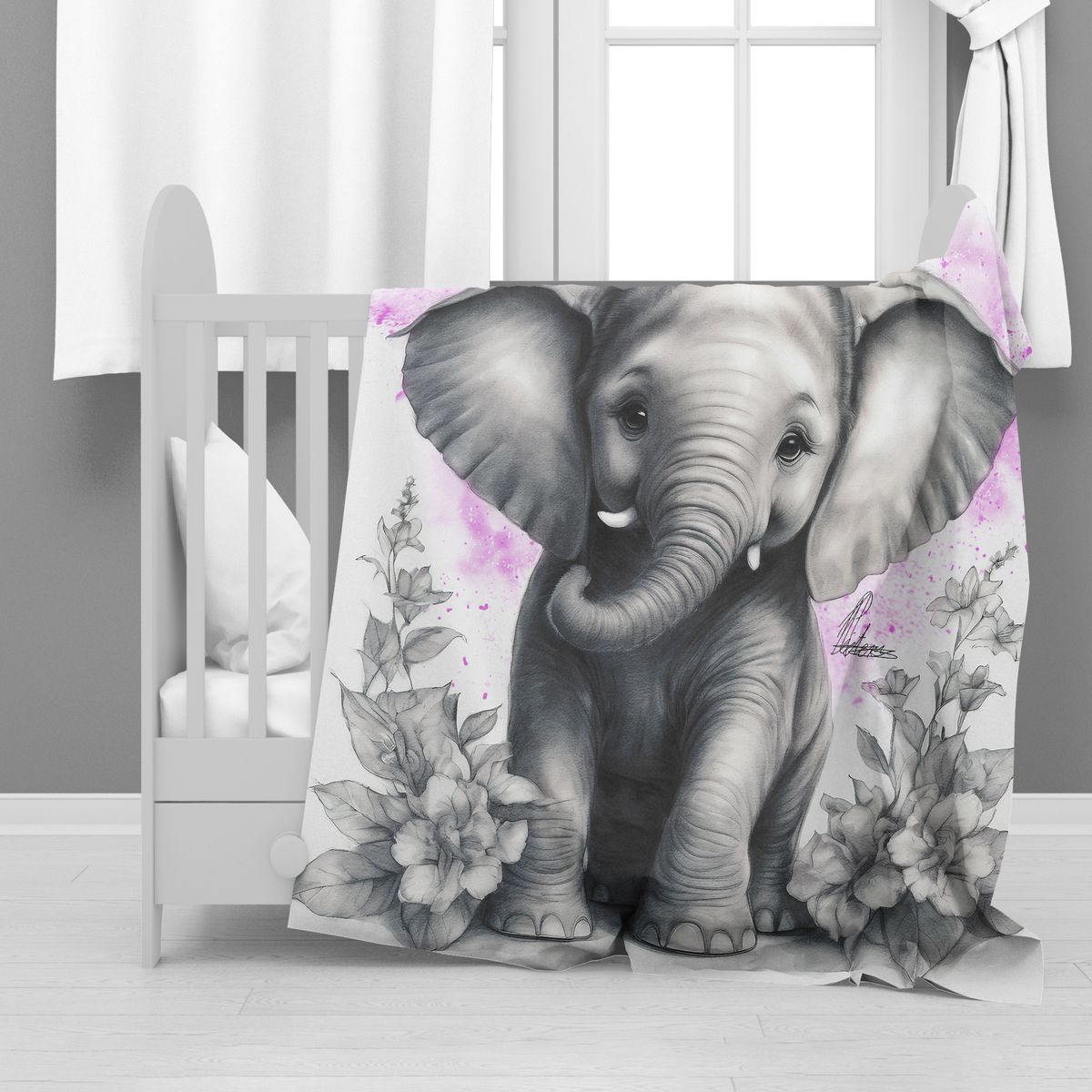 Pink Baby Elephant Minky Blanket By Nathan Pieterse