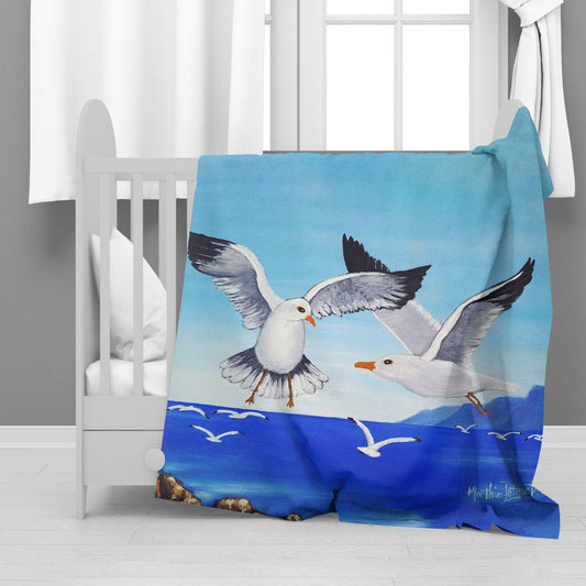 Seagull Friends Minky Blanket By Marthie Potgieter