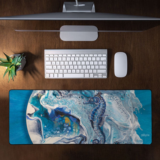 Crashing Waves Sea Horse By Cherylin Louw Large Desk Pad