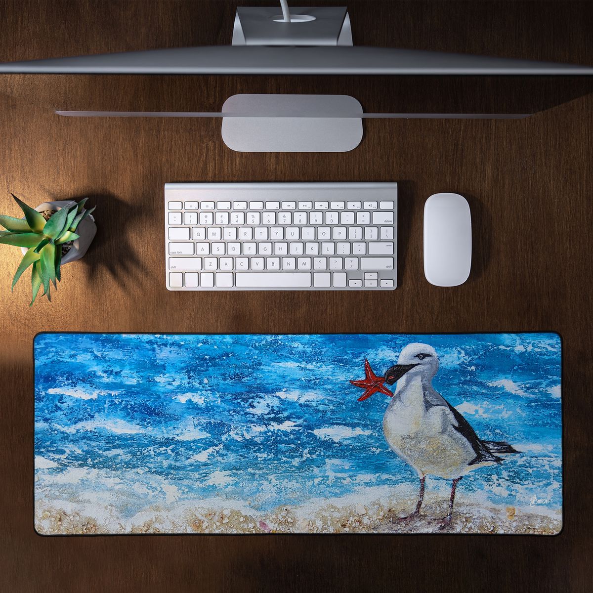 Bird and Beach By Yolande Smith Large Desk Pad