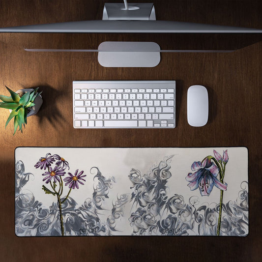 Purple Floral By Cherylin Louw Large Desk Pad