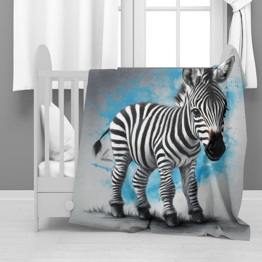 Blue Baby Zebra Minky Blanket By Nathan Pieterse