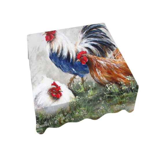 Roosters and Hens By Stella Bruwer Square Tablecloth