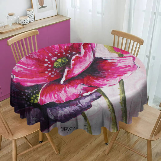 Double Poppy By Cherylin Louw Round Tablecloth