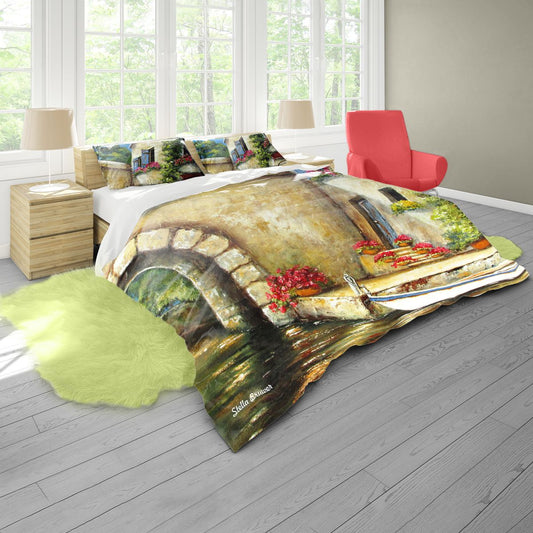 Coffee Shop Boats By Stella Bruwer Duvet Cover Set