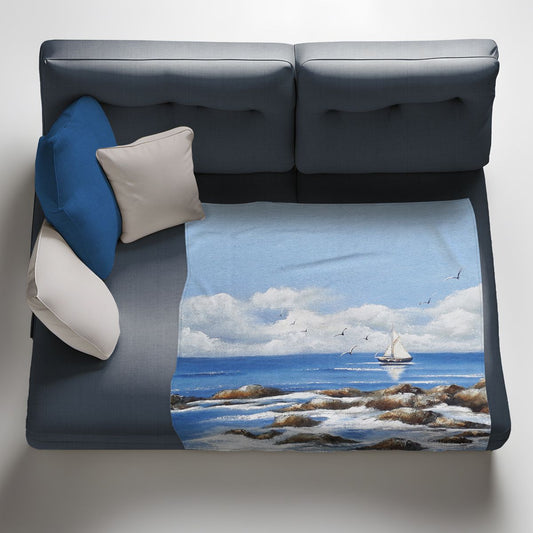 Wandering Ship Light Weight Fleece Blanket by Stella Bruwer