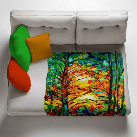 Forest Trees Light Weight Fleece Blanket By Yolande Smith