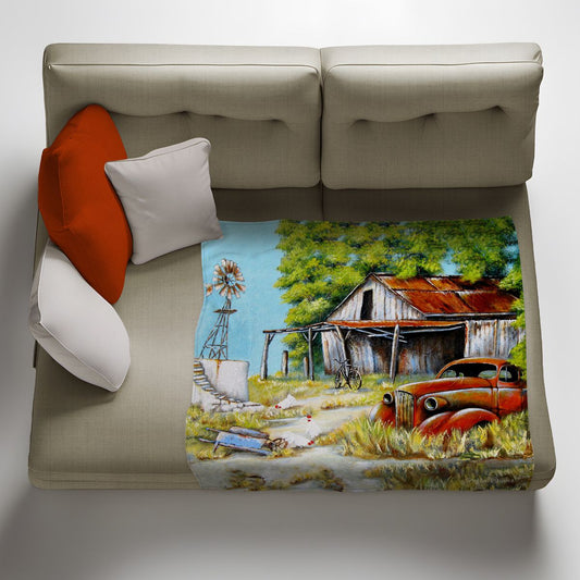 Abandoned Farm House Light Weight Fleece Blanket by Stella Bruwer