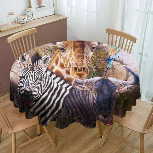 The Plains Giraffe By Delene Lambert Round Tablecloth
