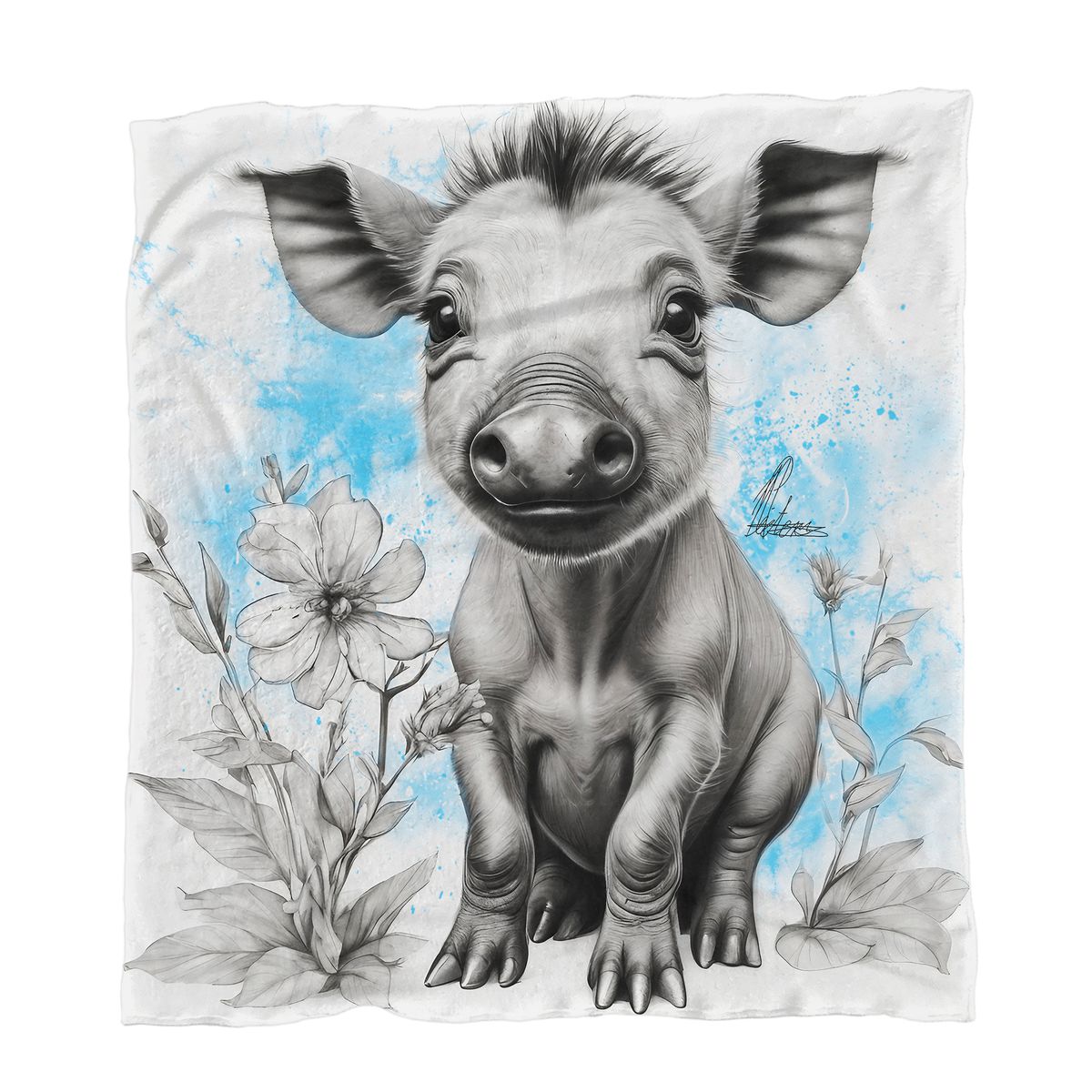 Blue Baby Warthog Minky Blanket By Nathan Pieterse