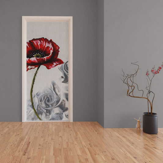 Decoupage - Poppy In Crashing Waves By Cherylin Louw Door