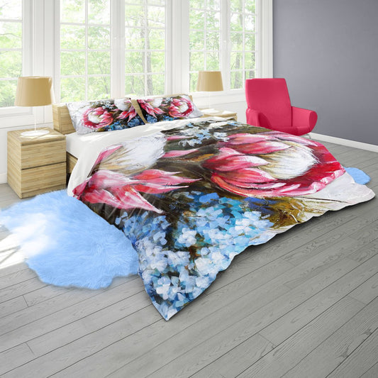 Dripping Blue Protea By Stella Bruwer Duvet Cover Set