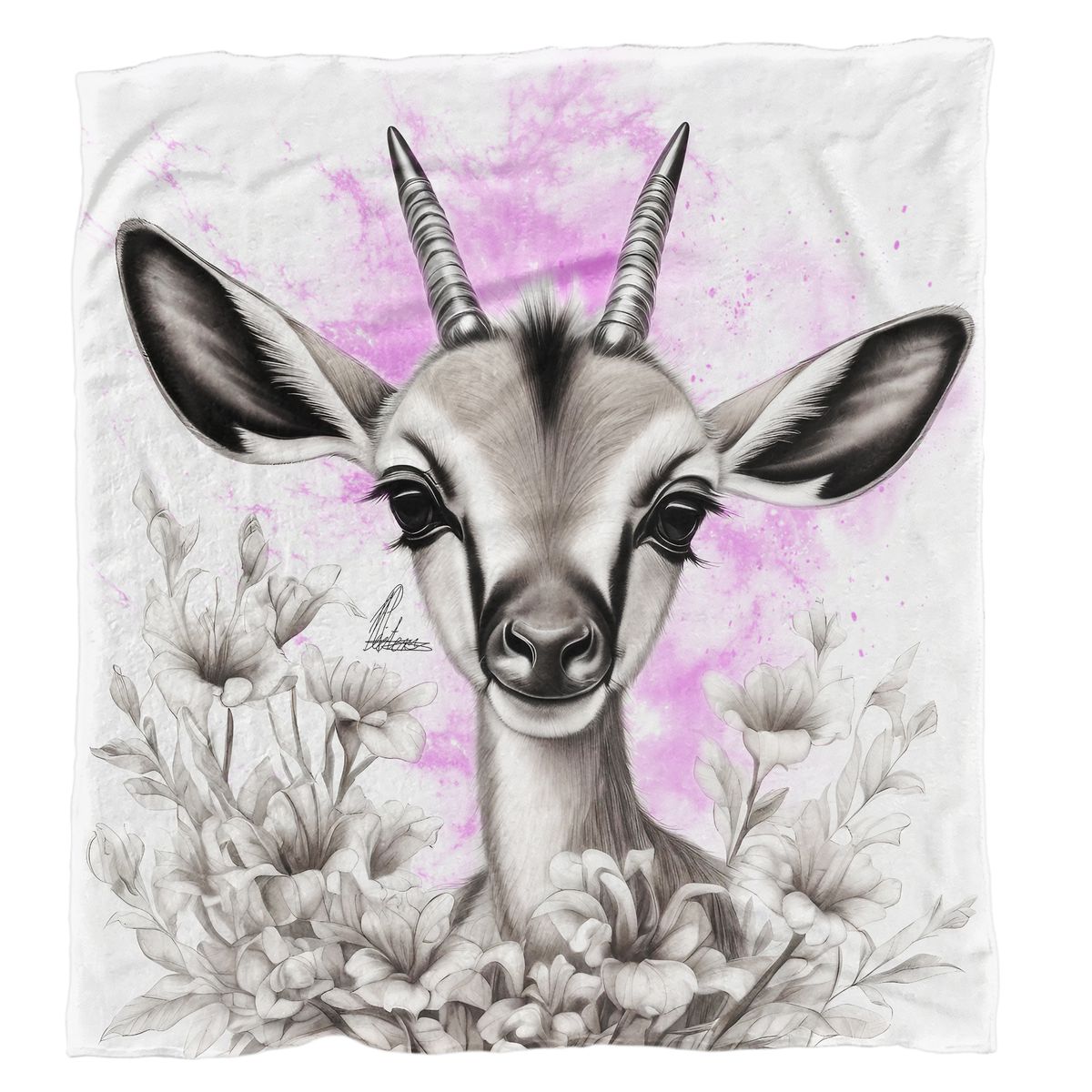 Pink Baby Springbok Light Weight Fleece Blanket By Nathan Pieterse