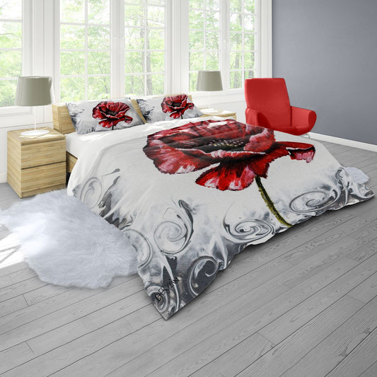 Pouring Poppies Twirls By Cherylin Louw Duvet Cover Set
