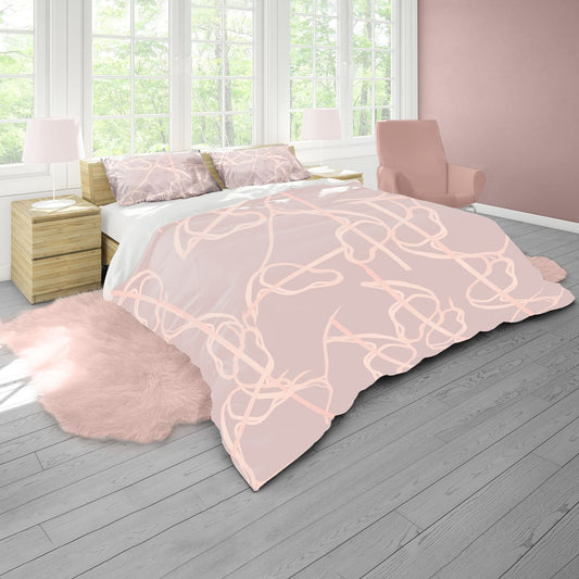 Pink Curvy Lines Pattern Duvet Cover Set