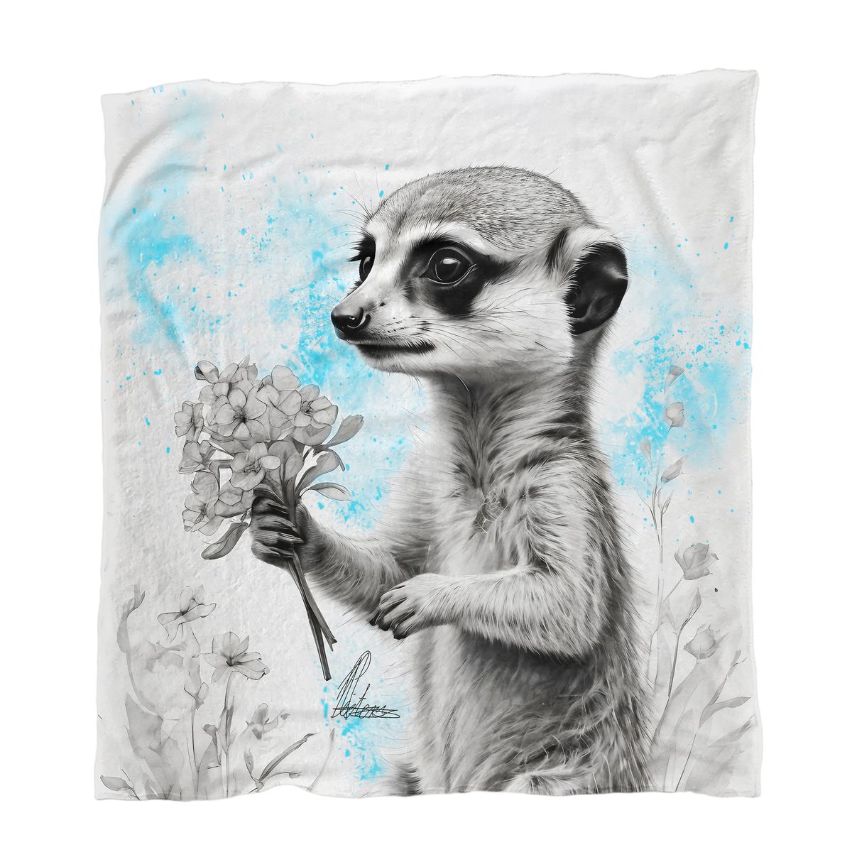 Blue Baby Meercat Minky Blanket By Nathan Pieterse