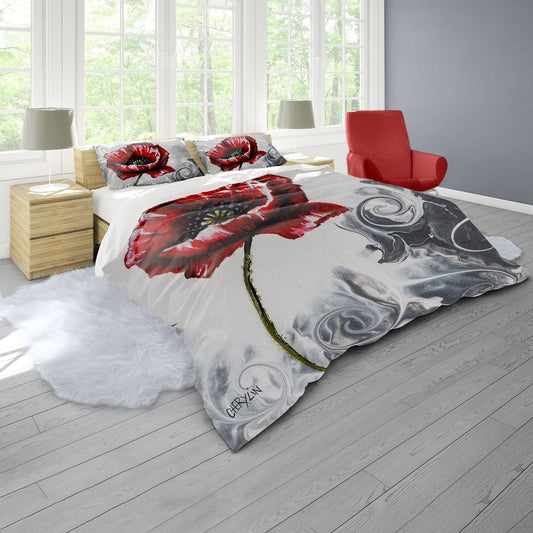 Poppy in Crashing Waves By Cherylin Louw Duvet Cover Set