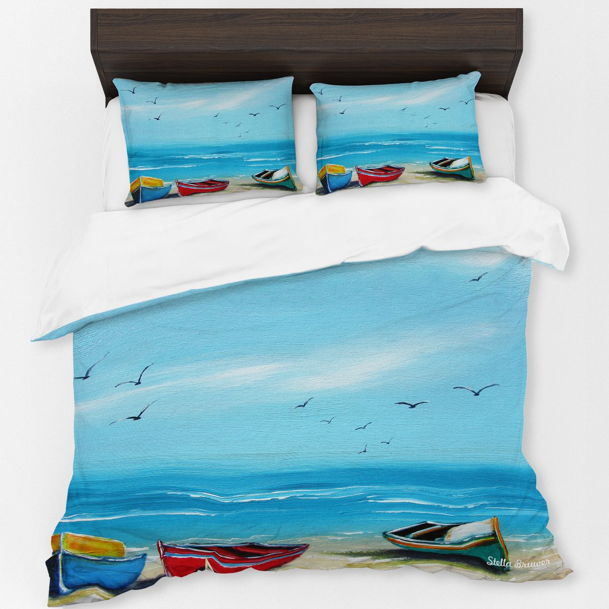 Three Dinghy Boats By Stella Bruwer Duvet Cover Set