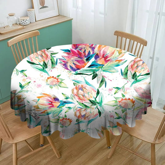 Many Proteas By Kristin Van Lieshout Round Tablecloth