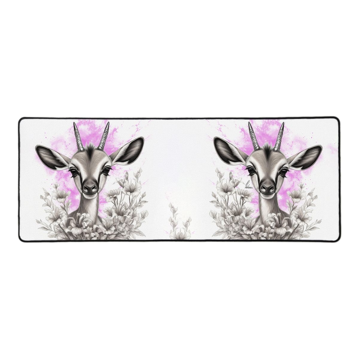 Pink Baby Springbok By Nathan Pieterse Large Desk Pad