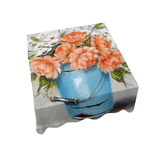 Orange Flowers By Stella Bruwer Square Tablecloth