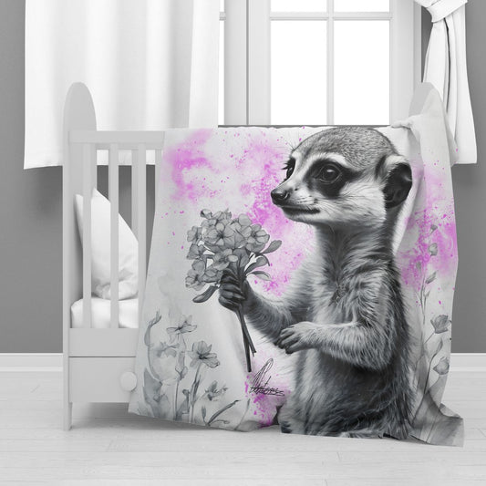 Pink Baby Meercat Minky Blanket By Nathan Pieterse