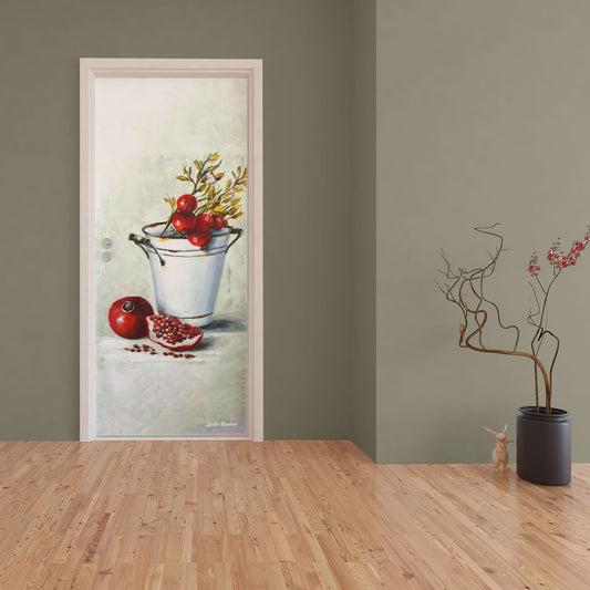 Decoupage - Pot and Pomegranates By Stella Bruwer Door