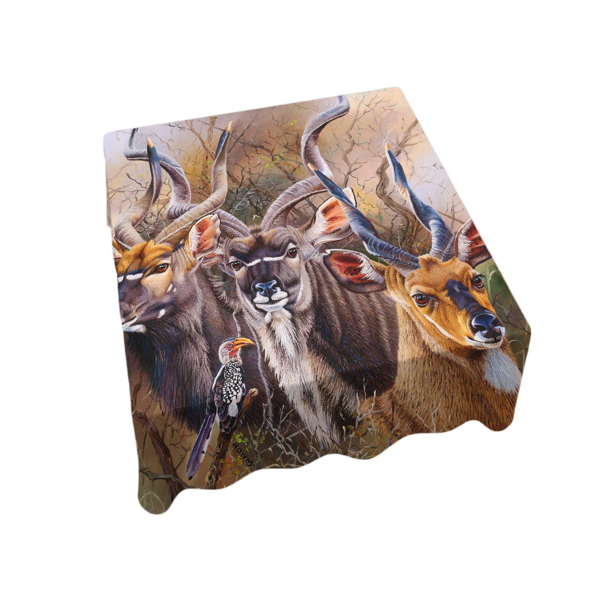 The Plains Kudu By Delene Lambert Square Tablecloth