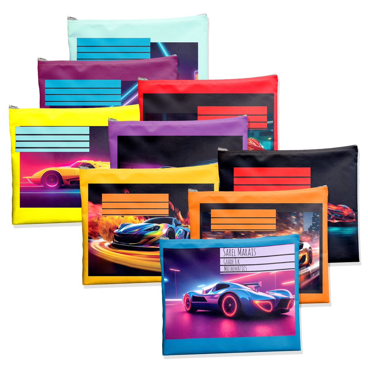Subject-Savvy 9-Pack Book Bags - Super Cars