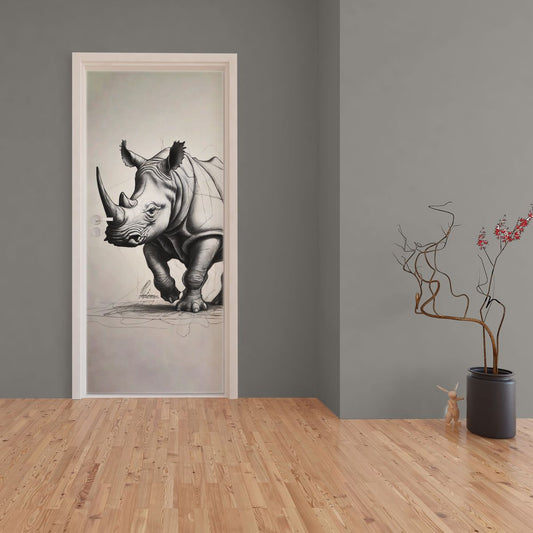 Decoupage - Rhino Unravelling By Nathan Pieterse Door