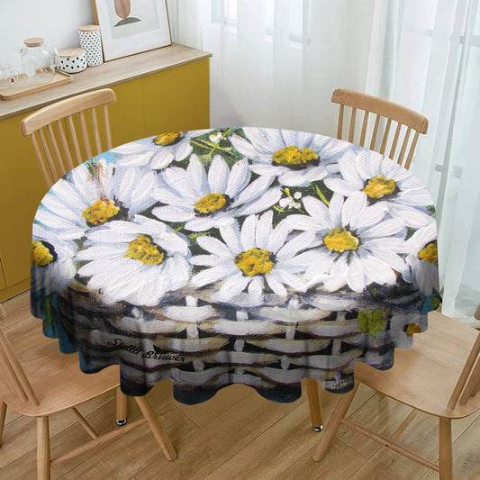 Basket of Daisies By Stella Bruwer Round Tablecloth
