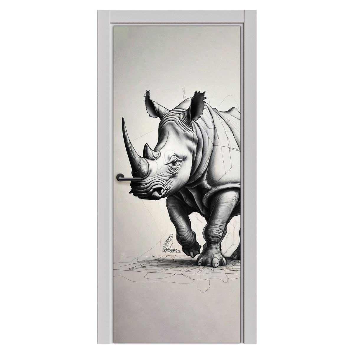 Decoupage - Rhino Unravelling By Nathan Pieterse Door