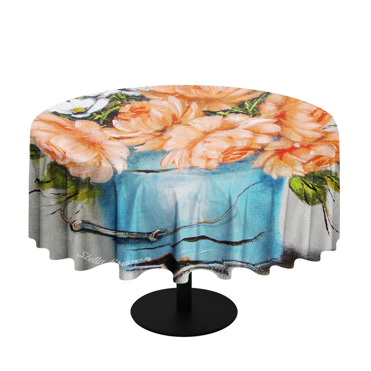 Orange Flowers By Stella Bruwer Round Tablecloth