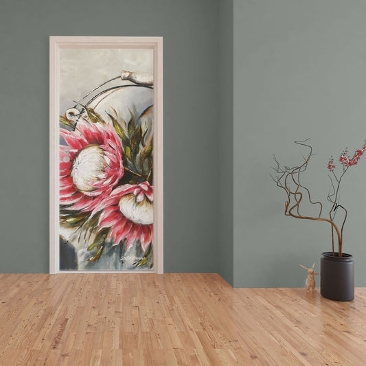Decoupage - Fallen Proteas By Stella Bruwer Door