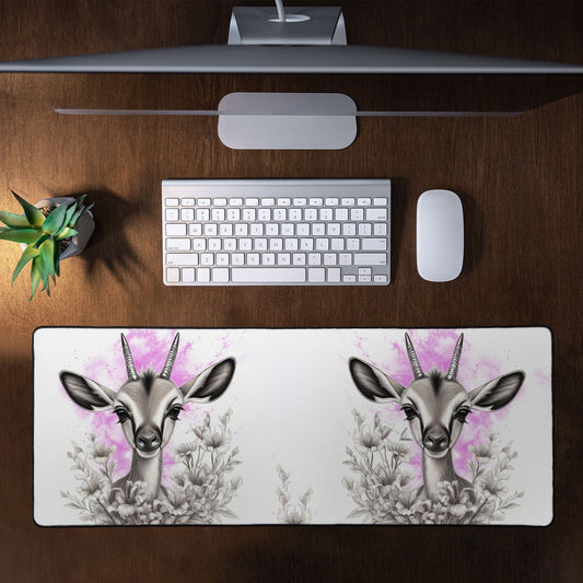 Pink Baby Springbok By Nathan Pieterse Large Desk Pad