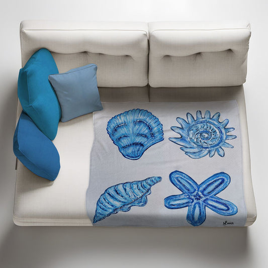 Blue Shells Light Weight Fleece Blanket By Yolande Smith