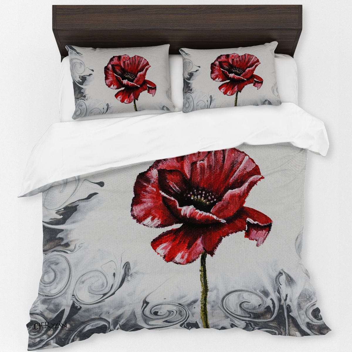 Pouring Poppies Twirls By Cherylin Louw Duvet Cover Set