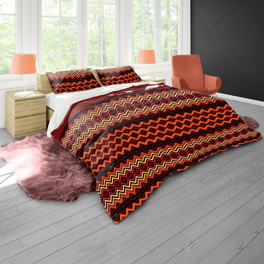African Pattern Colourful Waves Duvet Cover Set