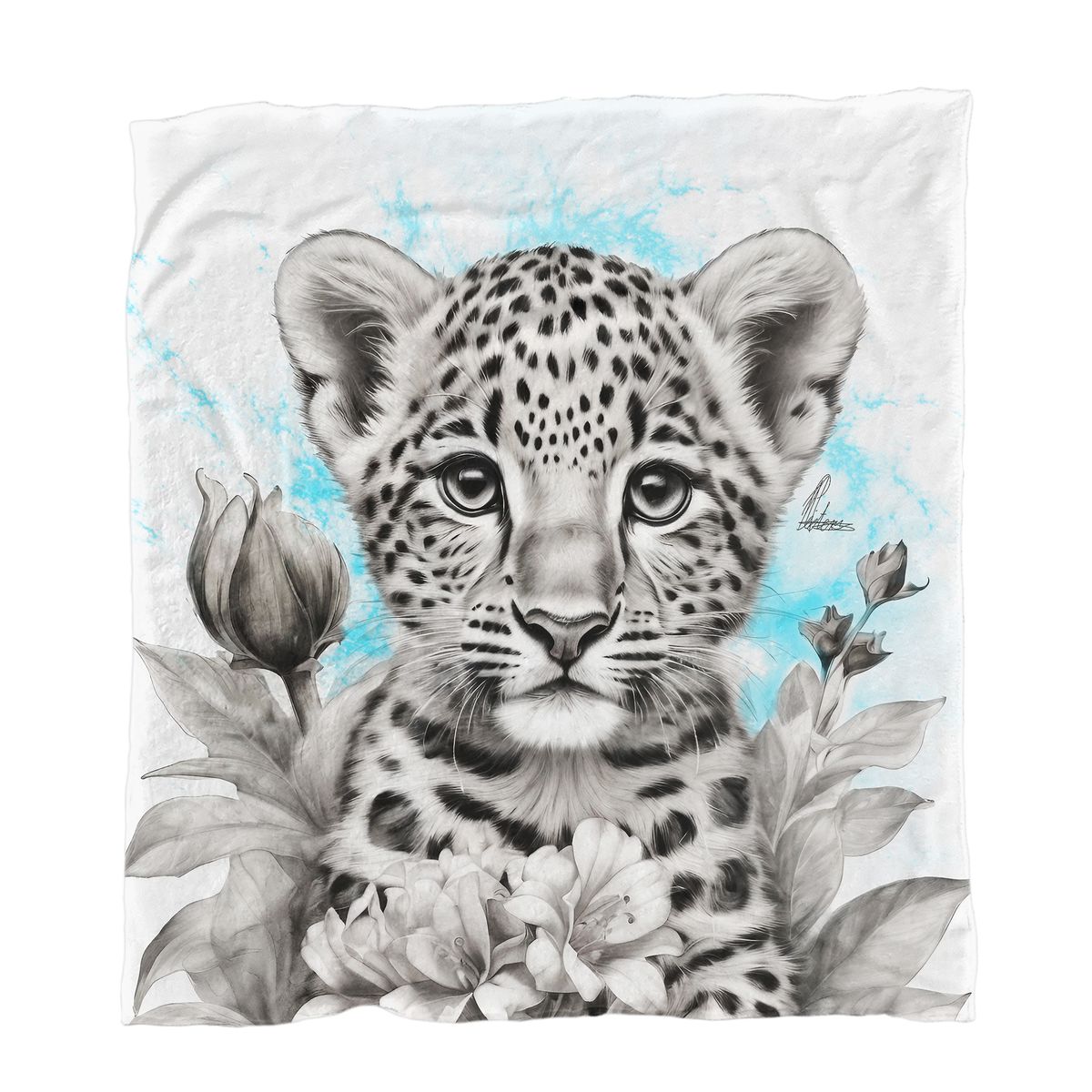 Blue Baby Leopard Minky Blanket By Nathan Pieterse
