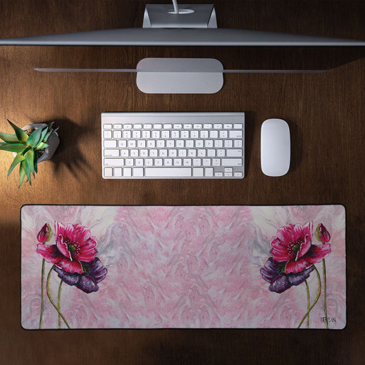 Double Poppies By Cherylin Louw Large Desk Pad