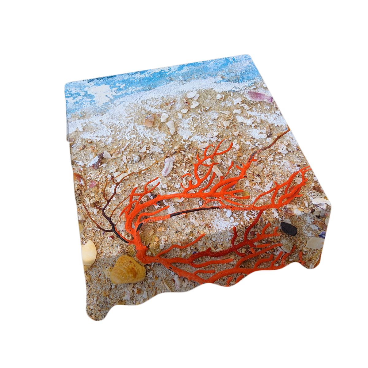 Coral Beach By Yolande Smith Square Tablecloth
